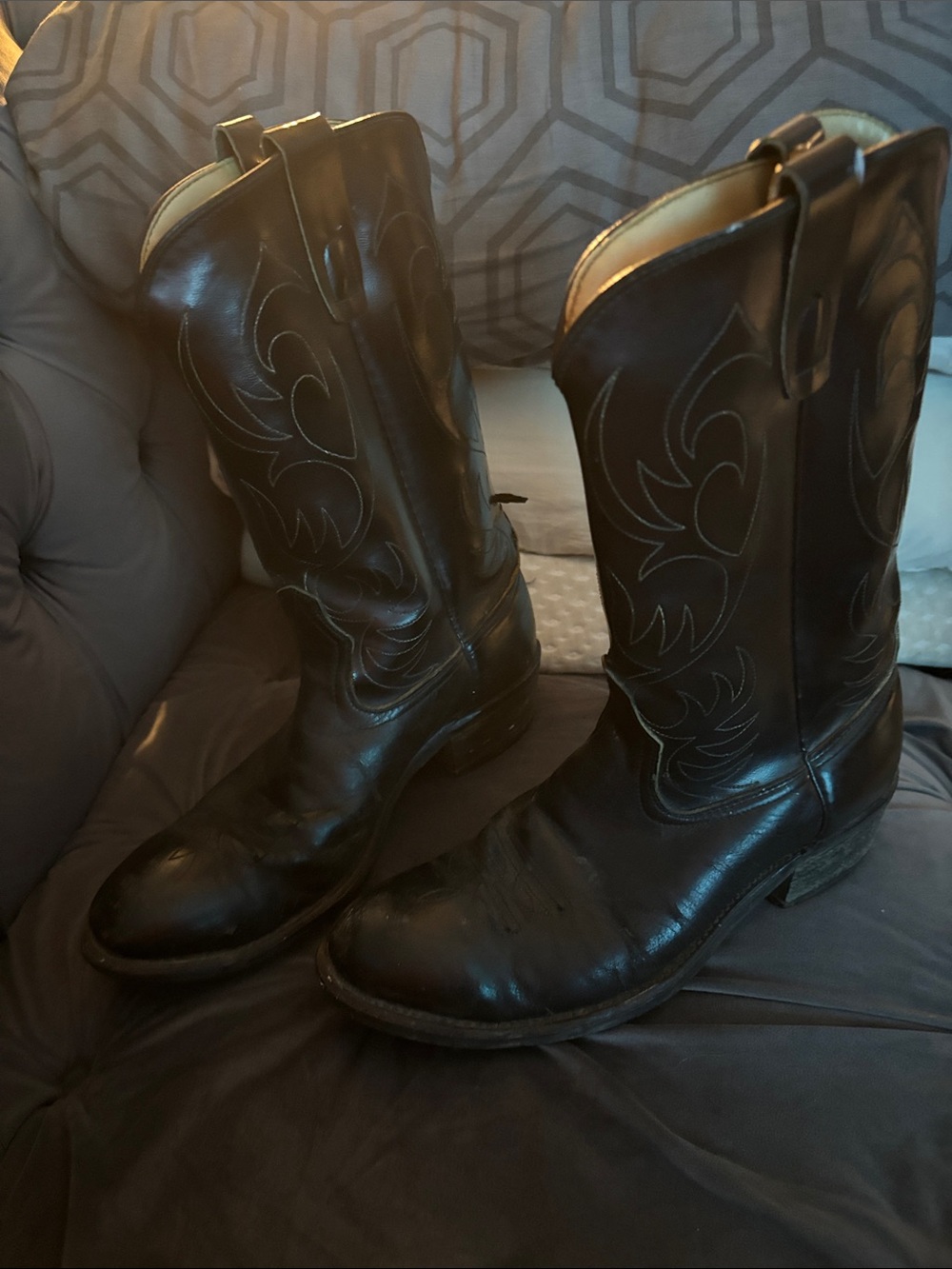 Blundstone Black Leather Western Pull-On Boots Steel Toe